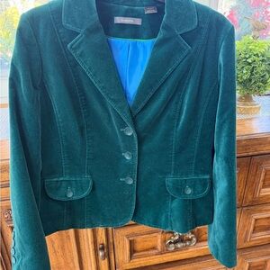 Liz Claiborne Dark Green Velvet Tailored Blazer